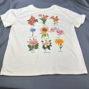 Fifth Sun Womens Size Medium Tee Shirt Floral Graphic White Preowned